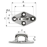 Wichard Diamond Pad Eye - Square - 79mm Length (3-7/64") - M6 Screw [6655]