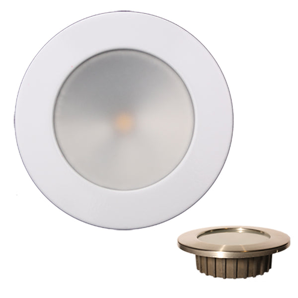 Lunasea ZERO EMI Recessed 3.5 LED Light - Warm White, Blue w/White Stainless Steel Bezel - 12VDC [LLB-46WB-0A-WH]